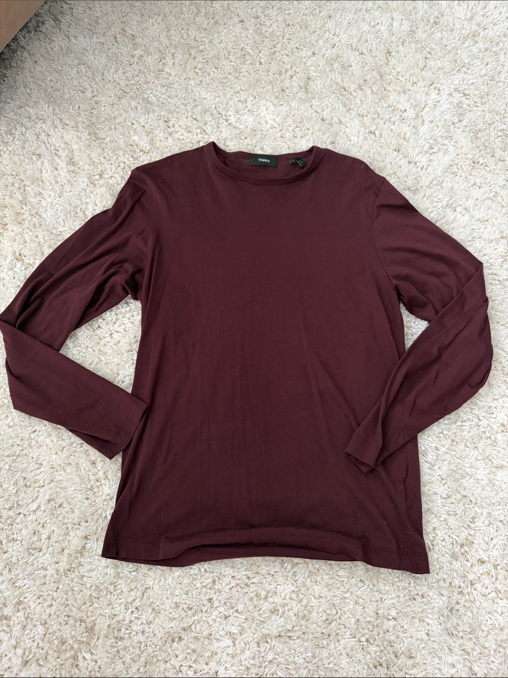 Theory Men's Long Sleeve Crewneck Tee - Wine